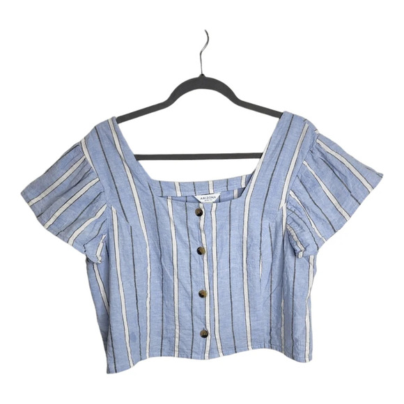 Arizona Jean Company Stripped Blouse Croptop Sz XL - Picture 6 of 6